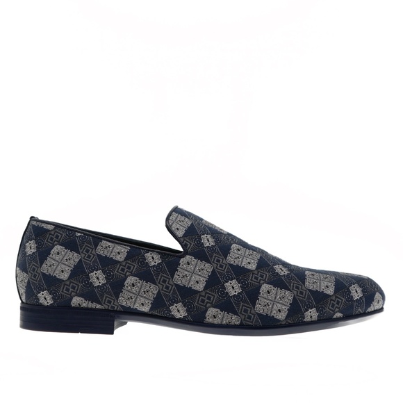 Jimmy Choo Sloane Loafer Shoes Blue Bandana Fabric Slip-On Size 11.5 New main image 5